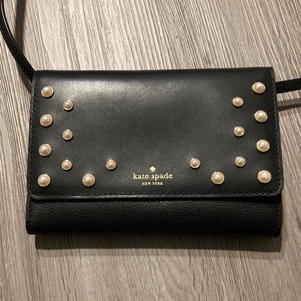 Kate Spade Black Crossbody Bag with Pearl Accents